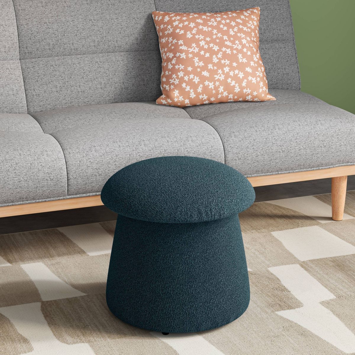 Mushroom Upholstered Storage Ottoman Boucle